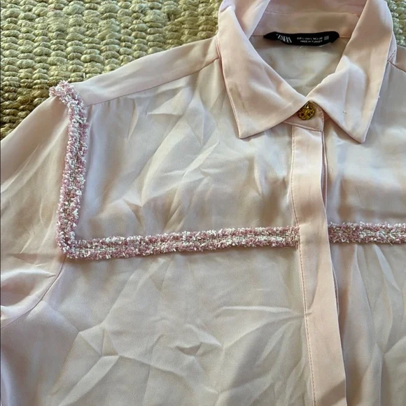 Zara Pink Blouse with Ruffle Trim - Picture 3 of 7